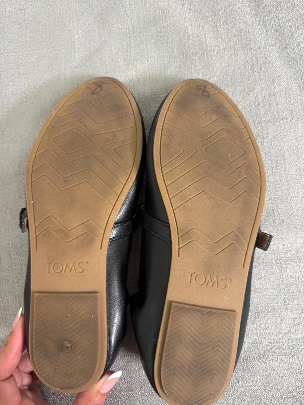 TOMS Lucy Mary Jane Flats Shoes Black Business Career School Casual Size 6